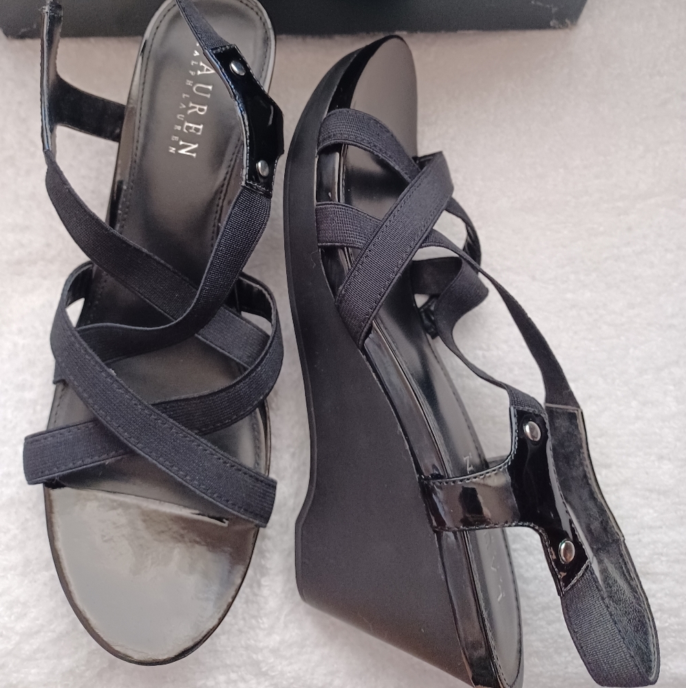 Sandals Ralph Lauren size 8B black - Picture 5 of 6